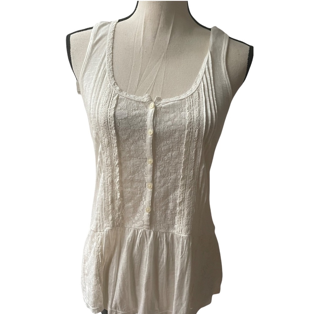 RALPH LAUREN Top M | Denim & Supply Summer Top | Silky Luxury Cotton | IVORY - Picture 1 of 9
